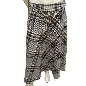 H&M Black and Cream Plaid A-Line Skirt